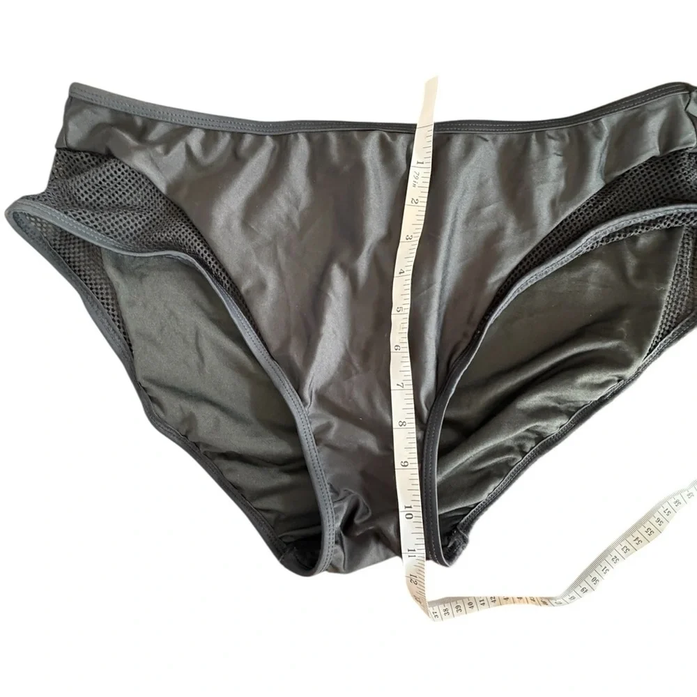 Women’s Solid Black High Waist High Leg Cut Bikini Swim Bottom Size 1 XL
